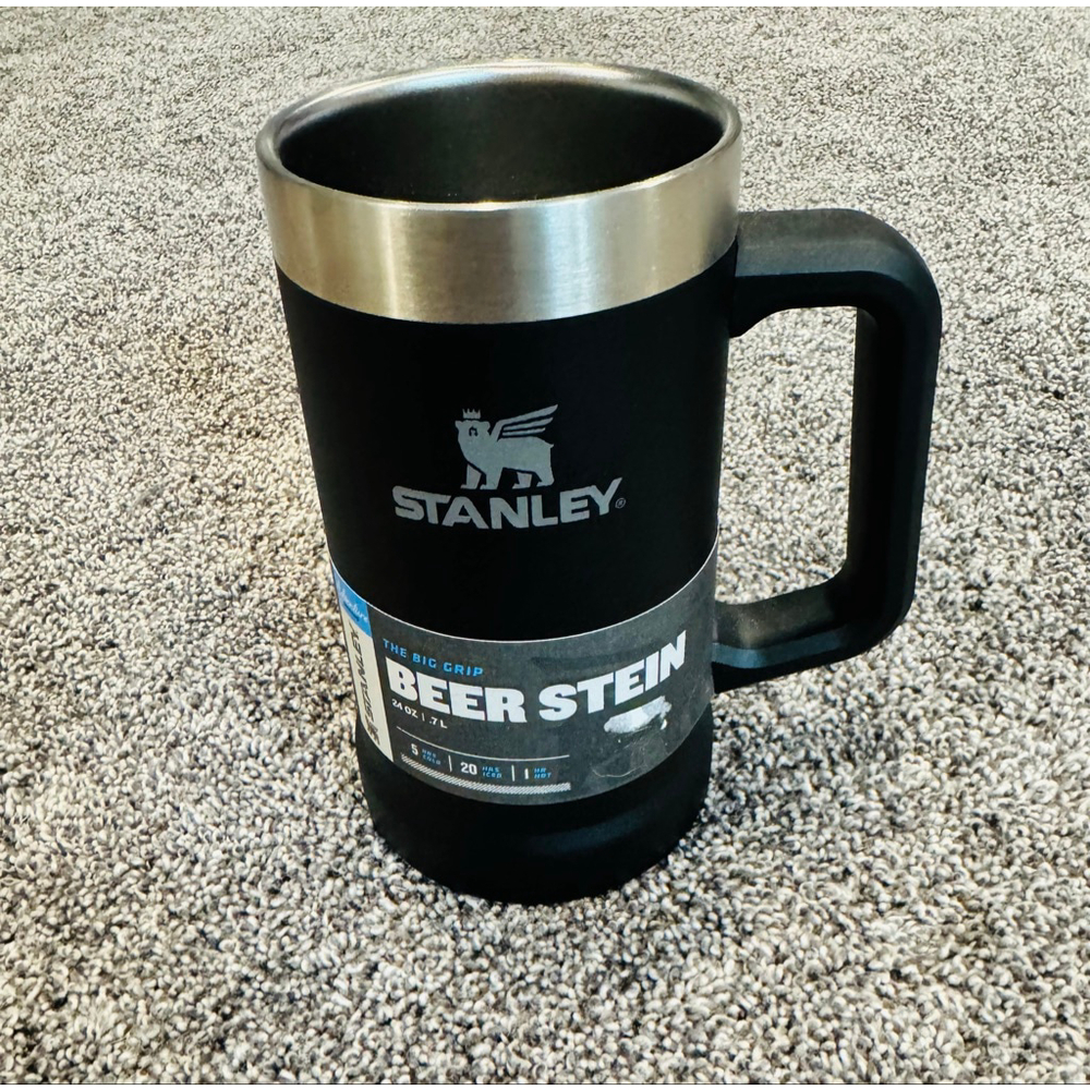 Stanley Big Grip Beer Stein 24oz Black Insulated Stainless Steel Mug